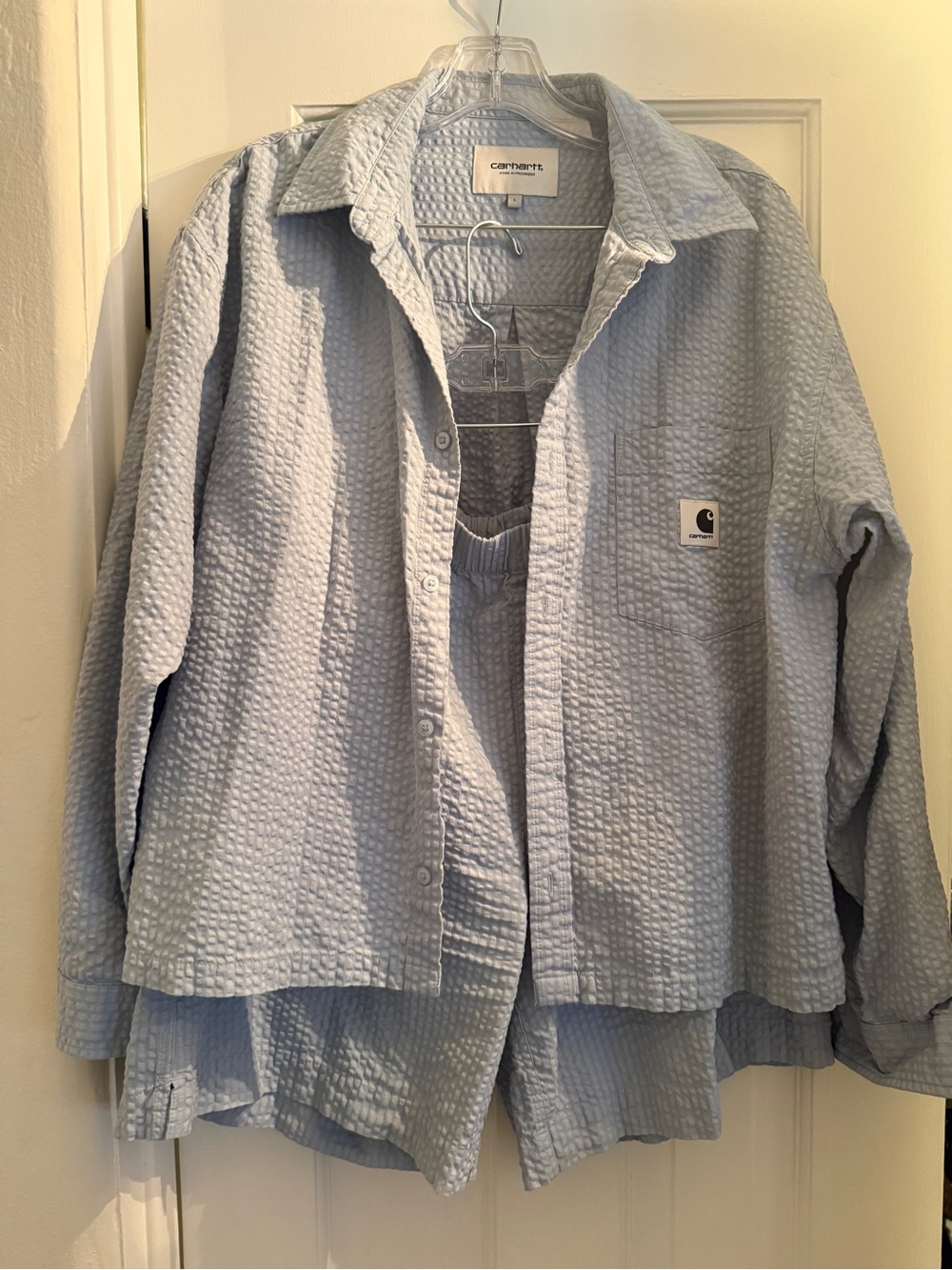 Carhartt WIP Light Blue Seersucker Button-Down Shirt